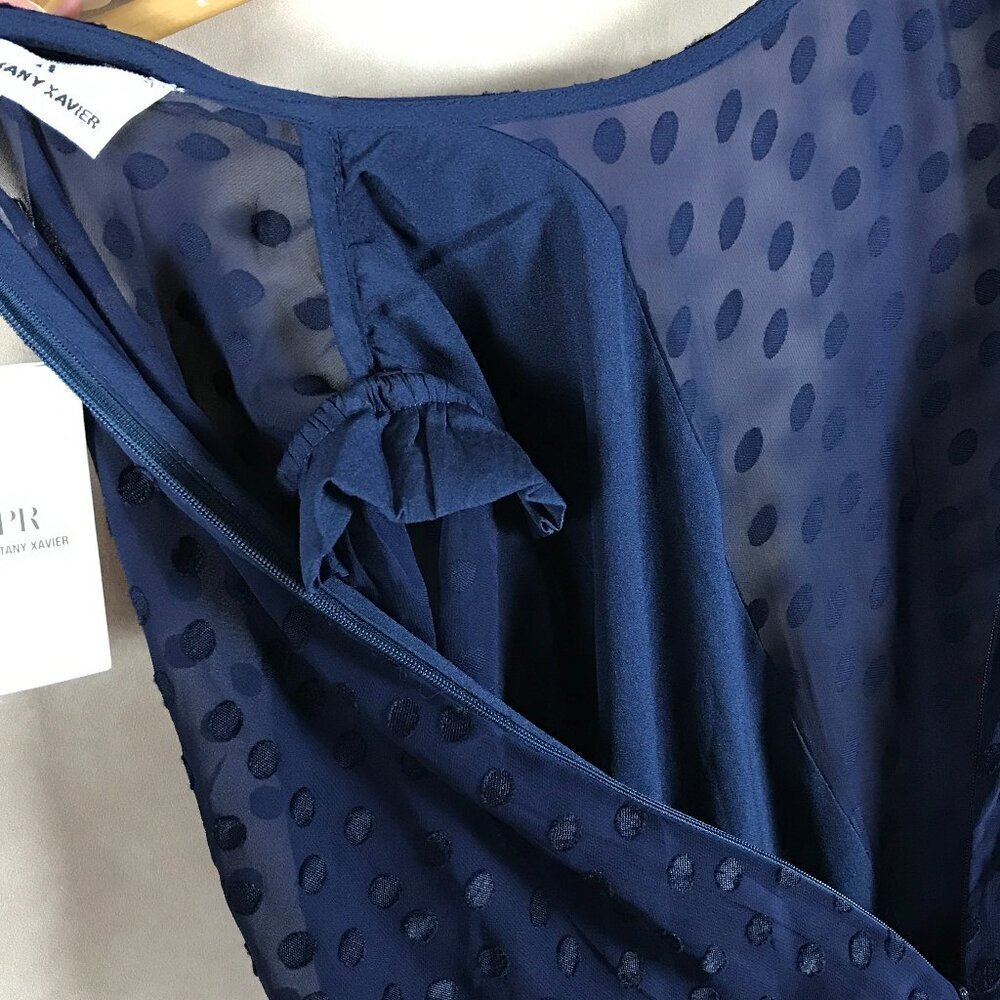 Blue Polka Dot Illusion Maxi Dress NWT M - Picture 13 of 15